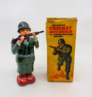 Vintage 1950 s Nomura Tn Mechanical Combat Soldier Tin Litho Windup Japan W box