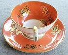 Aynsley Orange Golden Cabbage Rose Teacup And Saucer Set Vintage Rare Antique