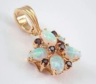 Vintage 14k Yellow Gold Plated 3ct Opal And Garnet Enhancer Pendant Slide Charm