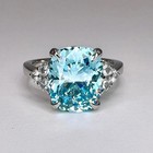 8 30 Ct Cushion Natural Aquamarine Diamond Engagement Ring 14k White Gold Size 7