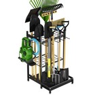 Garden Tool Organizer Rack For Garage Heavy-duty Storage Stand Black