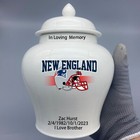 Ceramic Medium Urn For New England Patriots Football Theme  Custom Text   Number