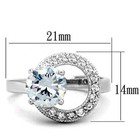 Ladies Circle Ring Solitaire Cz Cubic Zirconia Pretty Silver Rhodium Clear W774