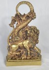 Mid 19th Century Victorian Lion Serpent Brass Doorstop