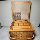 Vintage Mcm Retro Wicker Sewing Basket With Handle