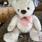 Fao Schwarz-plush Fuzzy Soft Teddy Bear 13 -stuffed Animal Peach Ribbon Nw tags
