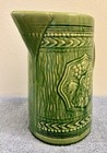 Gorgeous Hunter Green Grapevine Pattern Antique Early American Stoneware Pitcher