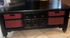 Wooden Dark Brown Concealment Center  Table With  4 Drawers And 4 Basket Drawers