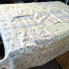 Plow And Hearth Cotton Tablecloth 48  Square Floral plaid Patchwork Cottage Core