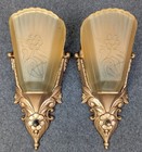 Pair Of Art Deco Era Slip Shade Wall Sconces  1920 s-1930 s  Rewired  Restored