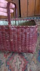 Antique Early Primitive Wood Splint Gathering Basket Old Red Oyster Paint 11 5 