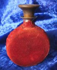 19c  Antique Metal   Plush Flasket Phial Konkuma W original Attar Of Roses Rare