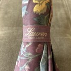 Vintage Ralph Lauren Umbrella Burgundy Floral Rain Parasol Wood Handle Cottage
