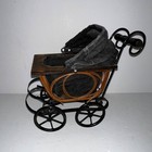 Vtg Victorian Wood   Metal Baby Doll Carriage Stroller Pram Buggy Decor 10 