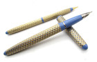 Lady Sheaffer   s Periwinkle  7 Fountain Pen   Pencil Set Gold Trim Vintage