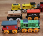 Orbrium Lot Of 9 Wooden Magnetic Train Cars  Compatible W Thomas  Brio  Etc 
