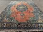 Old Antique Rug 9x13 Vintage Oriental Handmade Muted Worn Fine  Big Handwoven