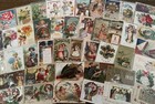 Lot Of 60 mixed  Antique Vintage Holidays Greetings 1900 s Postcards santa r923