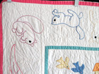 Vintage Crib Quilt  Hand Quilted  Applique   noah s Ark   36 X 54  Excellent