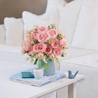 Artificial Peonies Silk Flowers  Faux Peony Bouquet 4 Bundles Florals Arrange  