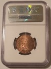 India George V 1935  c  1 4 Anna Ms64 Red Ngc 