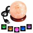 Usb Himalayan Pink Salt Sphere Shape Lamp  7 Multi Colors Changing Led Bulb Lamp