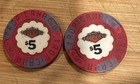 Set Of 2  5 Tropicana Casino Poker Chips Las Vegas Nevada Vintage Gambling