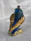 Chinese Old Peking Glaze Carved Exquisite Bottle Art Owl Statue Blue Gilding