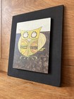 Vintage Art Owl Mid Century Modern Painting Retro Stylized Abstract Unusual Mcm