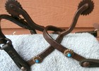 Antique August Buermann Star Stamped Iron Spurs Tuquoise Conchos Leather Straps