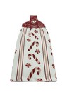 Christmas Hanging Dishtowel Candy Canes And Pink Stripes On White Towel