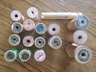 Vintage Lot Of Wooden Sewing Thread Spools With Labels Various Colors