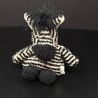 Russ Home Buddies Zebra Plush 6  Stuffed Animal Black   White Terry Cloth Beanie