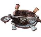 Vintage Jj Jonette Jewelry Turtle Pewter Brooch Signed Pin