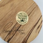 Myrtlewood Curved Hand Painted Raccoon Artist Signed Parry Johnson Oregon  stand