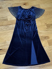 Alex Embellished Flutter Sleeve Velvet Gown Mother Of The Bride Groom Navy Sz 16