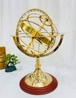 18  Inch Wooden-brass Armillary Sphere Table Decor Antique Gold Nautical Maritim