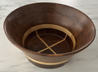 Vintage Segmented Wood Bowl Hand Turned Mid Century Style Salad Server Primitive