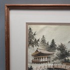 Vintage Asian Silk Hand Embroidery Pagoda   Bridge Landscape Framed Art 21 X 17 