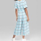 Wild Fable Blue Stencil Plaid Cross Front Crop Wide Leg Jumpsuit Size L