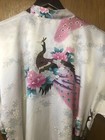  Peacock S m Long Satin Bathrobe Kimono Nightgown Night Gown White Pretty Z22