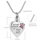 Crystal Pet Cremation Jewelry For Ashes Pendant Paw Print Pet Heart Urn Necklace