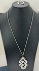 Pewter Towle Usa Cast Pendant Necklace Chain Heart Pin Signed Silver Tone 1980s