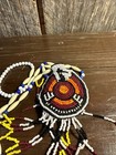 Native American Beaded Medallion Rare Orange And Maroon Design Vintage