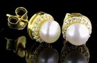 Elegant Pearl   Diamond Stud Earrings