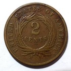 1869 United States Union Shield Two 2 Cents Copper Coin - Nice