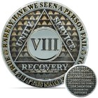 8 Year Aa Sobriety Coin Medallion - Alcoholics Anonymous Chip  Gray Token