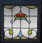 Pretty Ornate Old English Leaded Stained Glass Window 21 1 2  X 2 1 4 