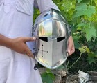 Medieval Barbute Helmet Role Play Knight Wearable Helmet Steel With Liner
