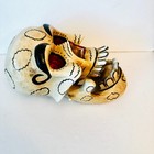 Vtg Mexican Folk Art Hand Carved Painted Wood Skull Calavera Articulated Jaw